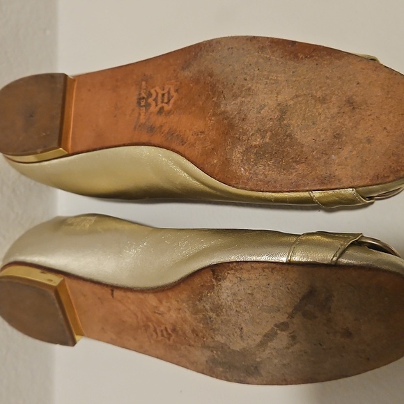 St. John Gold and Silver Flats with Metallic Cap Toe - Picture 3 of 4